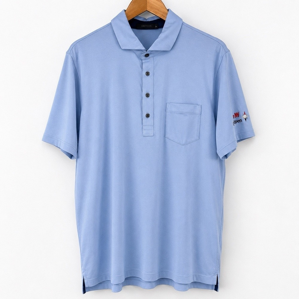 Greyson 3M Open Pima Cotton Modal Pocket Polo Golf Shirt XL Blue Mens